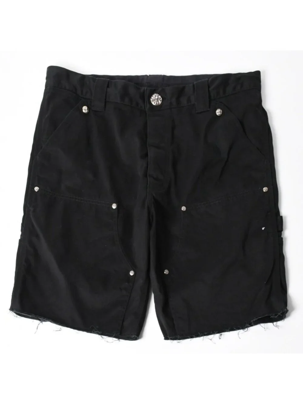 Chrome Hearts Carpenter Shorts Cross Ball Button Scroll Label Black 925